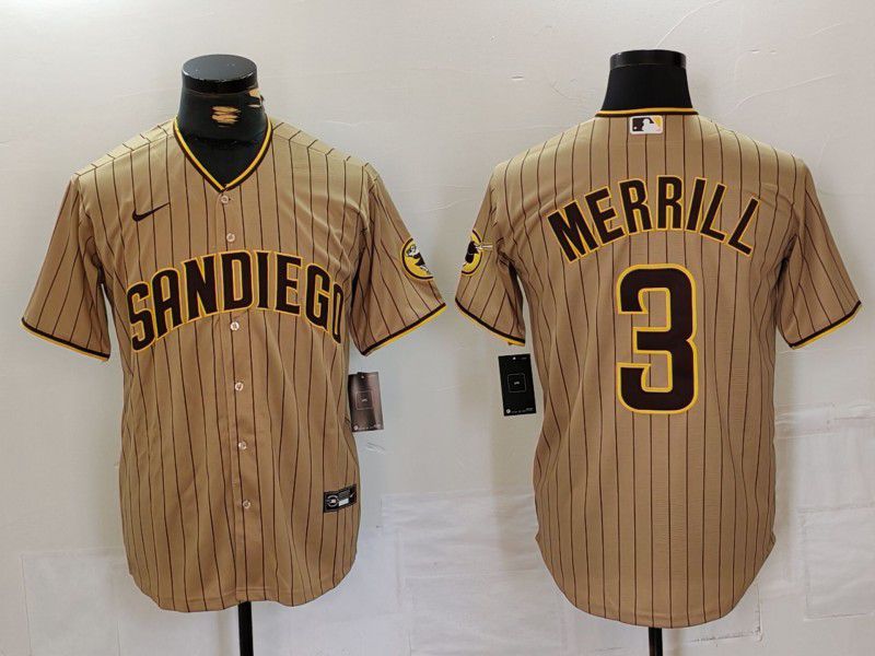 Men San Diego Padres #3 Merrill Brown stripe Game 2024 Nike MLB Jersey style 1